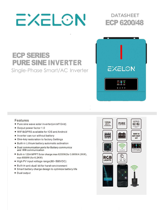 Exelon 6.2 kW Tam Sinüs MPPT İnverter