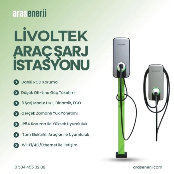 Livoltek 22 kW Elektrikli AC Şarj İstasyonu (Trifaze)